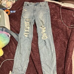 American Eagle Outfitters Light Blue Distressed Skinny Jeans